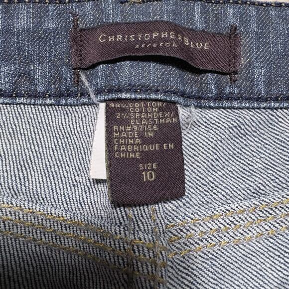 Christopher Blue Women’s Stretch Denim Straight Leg Jeans Sz 10 Gold Glitter - Picture 4 of 13